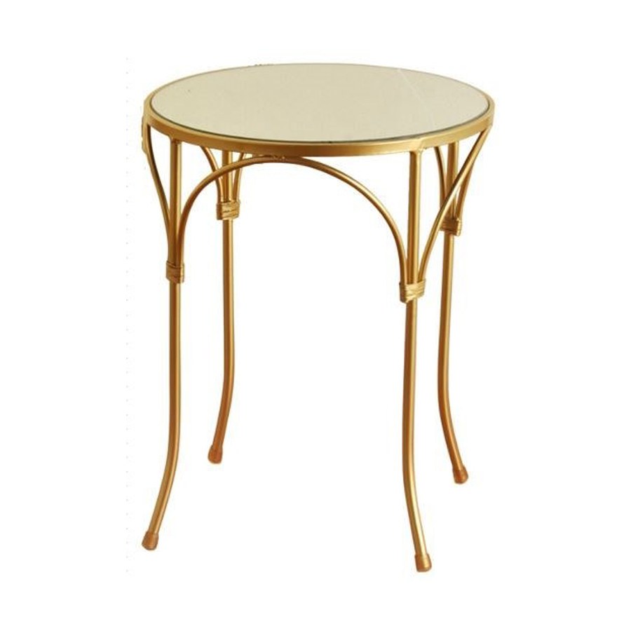 Lg Mirror Top Gold 4 Leg Side Table, Gold Side Table With Mirror Top