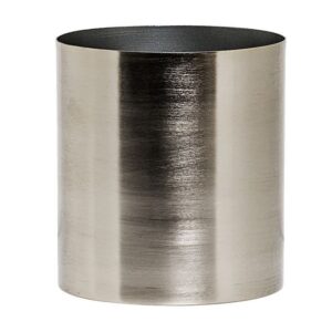 5 inch round metal flower pot in brushed silver