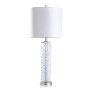 WEMBLY SILVER TEXTURED GLASS & STEEL LAMP