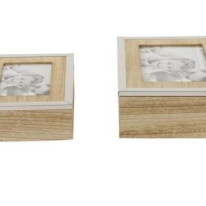 Set of 2 Light Brown Wood Natural Jewelry Box,