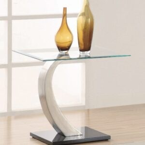 WILLEMSE Glass Top End Table Clear and Satin
