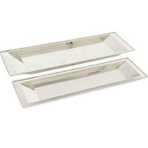 Set of 2 White Stainless Steel Traditional Tray