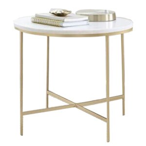 Coaster Round Marble Top with X-Cross Base End Table