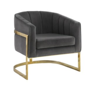 Tufted Barrel Accent Chair Dark Grey And Gold