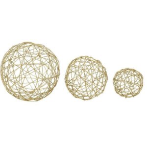 COSMOLIVING BY COSMOPOLITAN GOLD METAL CONTEMPORARY GEOMETRIC SPHERE SET OF 3